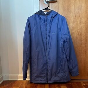 Columbia Hooded Blue Raincoat